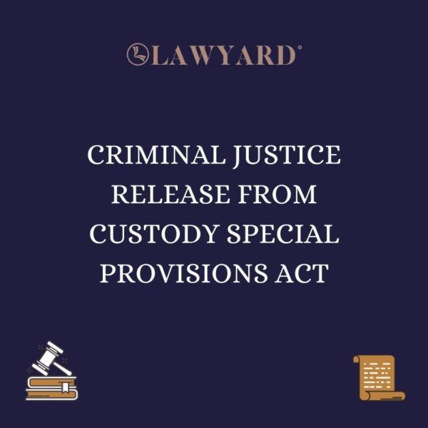 CRIMINAL JUSTICE RELEASE FROM CUSTODY SPECIAL PROVISIONS ACT